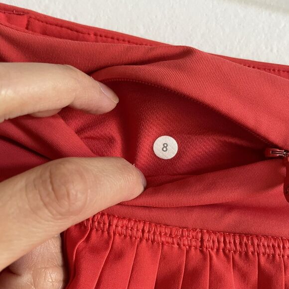 Women's Red Pleated Shorts - Picture 5 of 7